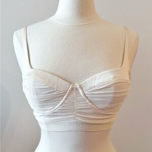 Oh Polly Corset Lingerie Style Mesh Bustier Top in Ivory (UK 8 / US 4)